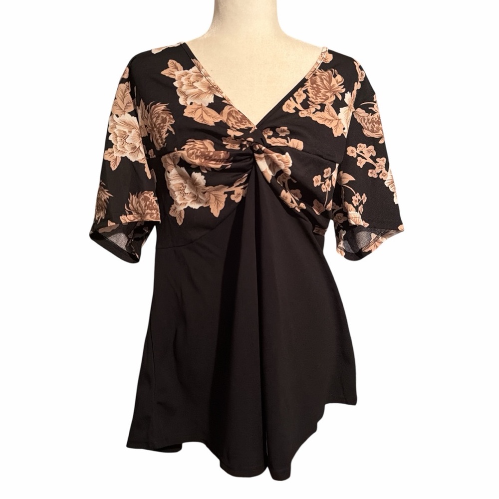 BloomChic Black and Floral Blouse